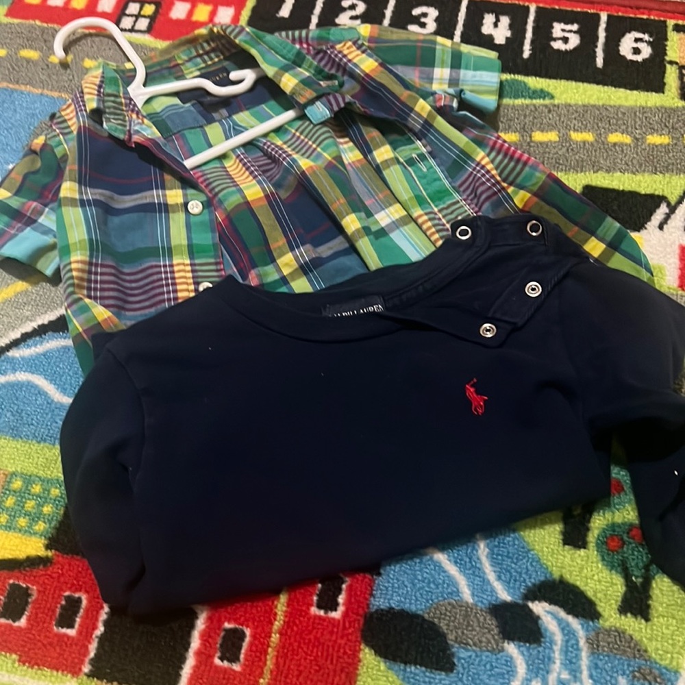 One long sleeve and one short sleeve button down both good condition no holes